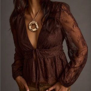 12th Tribe Callahan Mocha Lace Blouse Size XS
Never worn
Tags on